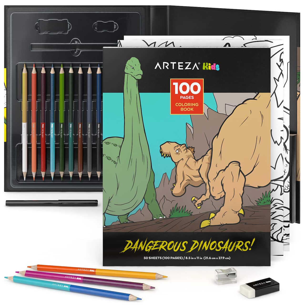 Arteza&#xAE; Kids Dangerous Dinosaurs Coloring Book Kit